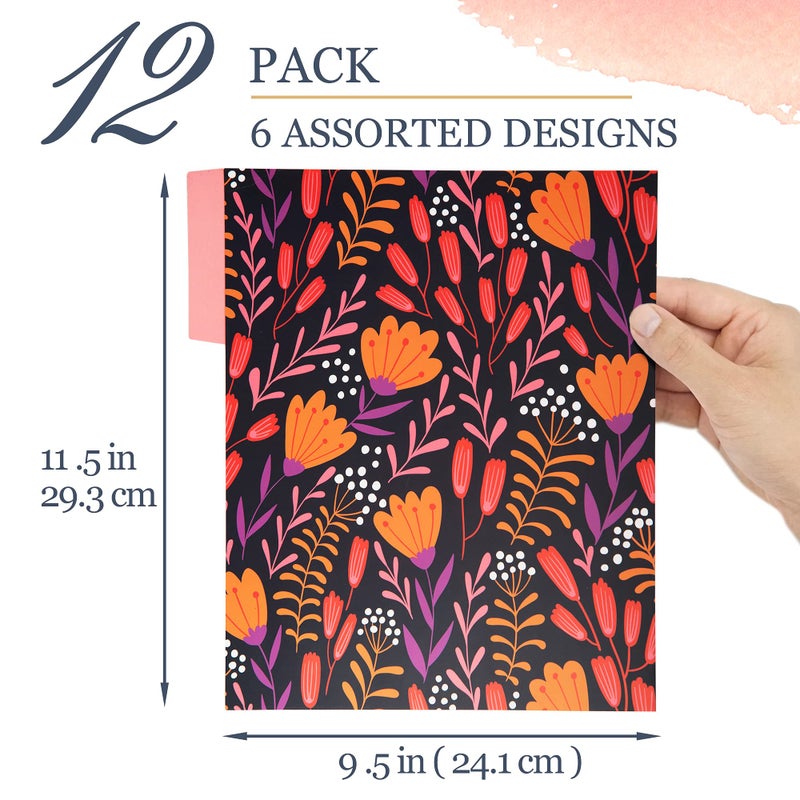 MATICAN Decorative File Folders, 12-Pack Floral File Folders, Letter Size, 6 Designs - Image 4